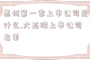 惠州第一家上市公司是什么,大亚湾上市公司名单