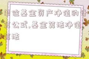 单位基金资产净值的计算公式,基金算法净值算法
