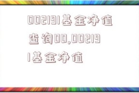 002191基金净值查询00,002191基金净值