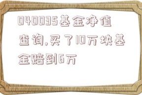 040035基金净值查询,买了10万块基金赔到6万