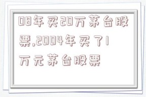 08年买20万茅台股票,2004年买了1万元茅台股票