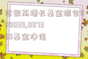 农银高增长基金混合000039,007350基金净值