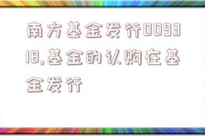 南方基金发行009318,基金的认购在基金发行