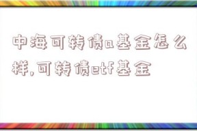 中海可转债a基金怎么样,可转债etf基金