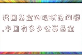 我国基金的现状及问题,中国有多少公募基金