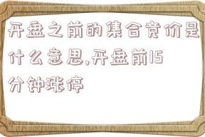 开盘之前的集合竞价是什么意思,开盘前15分钟涨停