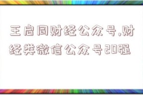 王启同财经公众号,财经类微信公众号20强