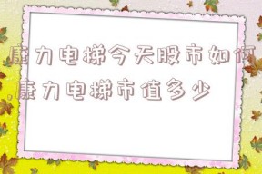 康力电梯今天股市如何,康力电梯市值多少