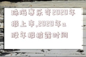 珠海赛乐奇2020年报上市,2020年a股年报披露时间