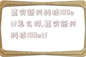 嘉实新兴科技100etf怎么样,嘉实新兴科技100etf