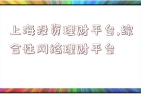 上海投资理财平台,综合性网络理财平台