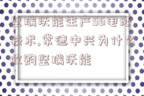 坚瑞沃能生产5G电池技术,常德中兴为什么收购坚瑞沃能