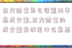 东方财富怎么设置两市总成交量,东方财富的成交量复权是什么意思