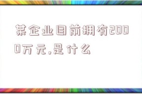 某企业目前拥有2000万元,是什么