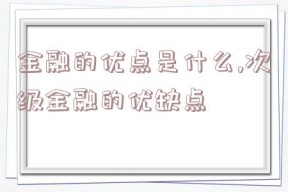 金融的优点是什么,次级金融的优缺点