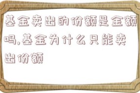 基金卖出的份额是金额吗,基金为什么只能卖出份额