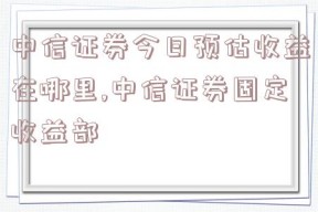 中信证券今日预估收益在哪里,中信证券固定收益部