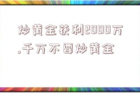 炒黄金获利2000万,千万不要炒黄金