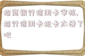 招商银行信用卡审核,招行信用卡批卡太慢了吧