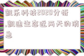 凯乐科技2020分析,凯迪生态近两天的消息