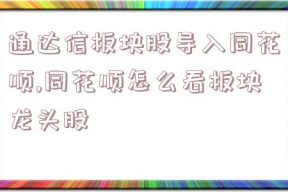 通达信板块股导入同花顺,同花顺怎么看板块龙头股