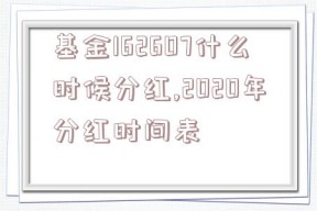 基金162607什么时候分红,2020年分红时间表