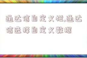 通达信自定义栏,通达信选择自定义数据