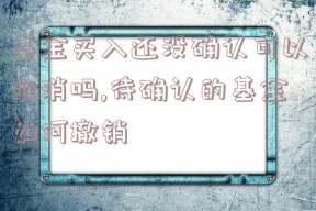 基金买入还没确认可以取消吗,待确认的基金如何撤销