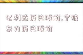 亿利达历史股价,宁波东力历史股价