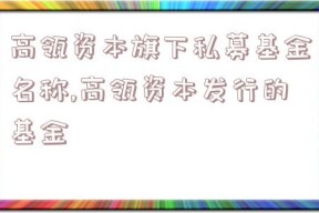 高瓴资本旗下私募基金名称,高瓴资本发行的基金