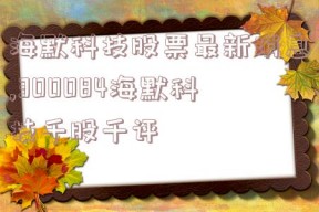 海默科技股票最新消息,300084海默科技千股千评