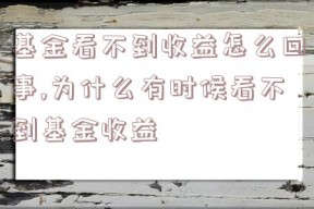 基金看不到收益怎么回事,为什么有时候看不到基金收益