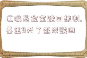 江渝基金宝赎回规则,基金9天了还没赎回