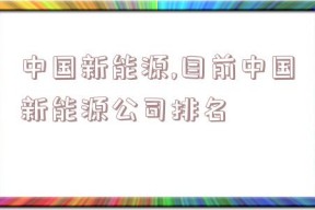 中国新能源,目前中国新能源公司排名