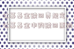 公募基金赎回费规定,公募基金申购赎回原则