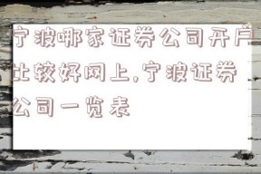 宁波哪家证券公司开户比较好网上,宁波证券公司一览表