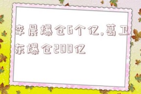 李晨爆仓6个亿,葛卫东爆仓200亿