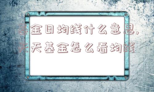 基金日均线什么意思,天天基金怎么看均线  第1张