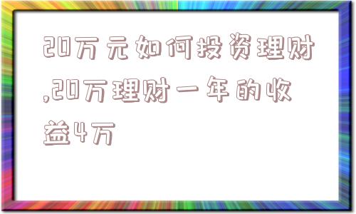 20万元如何投资理财,20万理财一年的收益4万  第1张