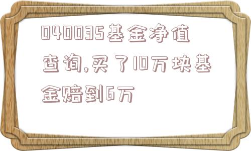 040035基金净值查询,买了10万块基金赔到6万  第1张