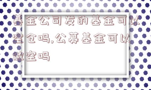 基金公司发的基金可以空仓吗,公募基金可以做空吗  第1张