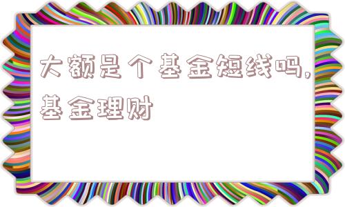 大额是个基金短线吗,基金理财  第1张