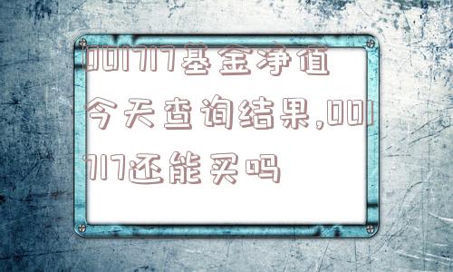 001717基金净值今天查询结果,001717还能买吗  第1张