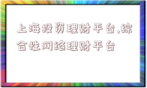 上海投资理财平台,综合性网络理财平台  第1张