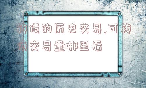 转债的历史交易,可转债交易量哪里看  第1张