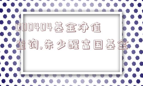 000404基金净值查询,朱少醒富国基金  第1张