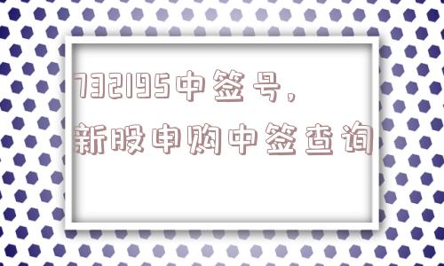 732195中签号,新股申购中签查询  第1张