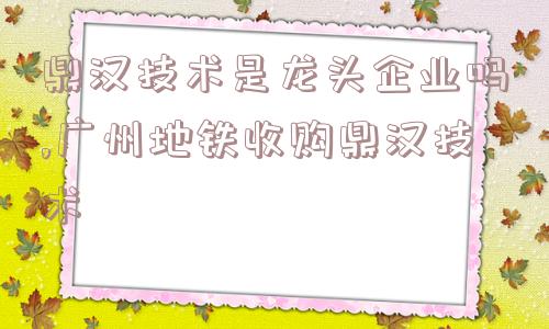 鼎汉技术是龙头企业吗,广州地铁收购鼎汉技术  第1张