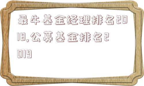 最牛基金经理排名2018,公募基金排名2019  第1张