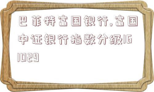 巴菲特富国银行,富国中证银行指数分级161029  第1张